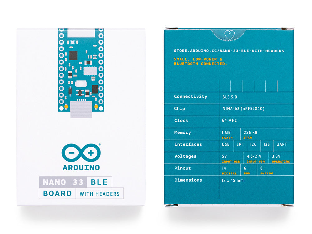 ARDUINO® Nano 33 BLE Sense with Headers