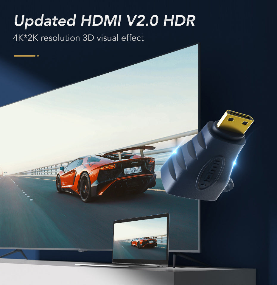 CABLETIME Mini HDMI to Standard HDMI Adapter 90 Degrees