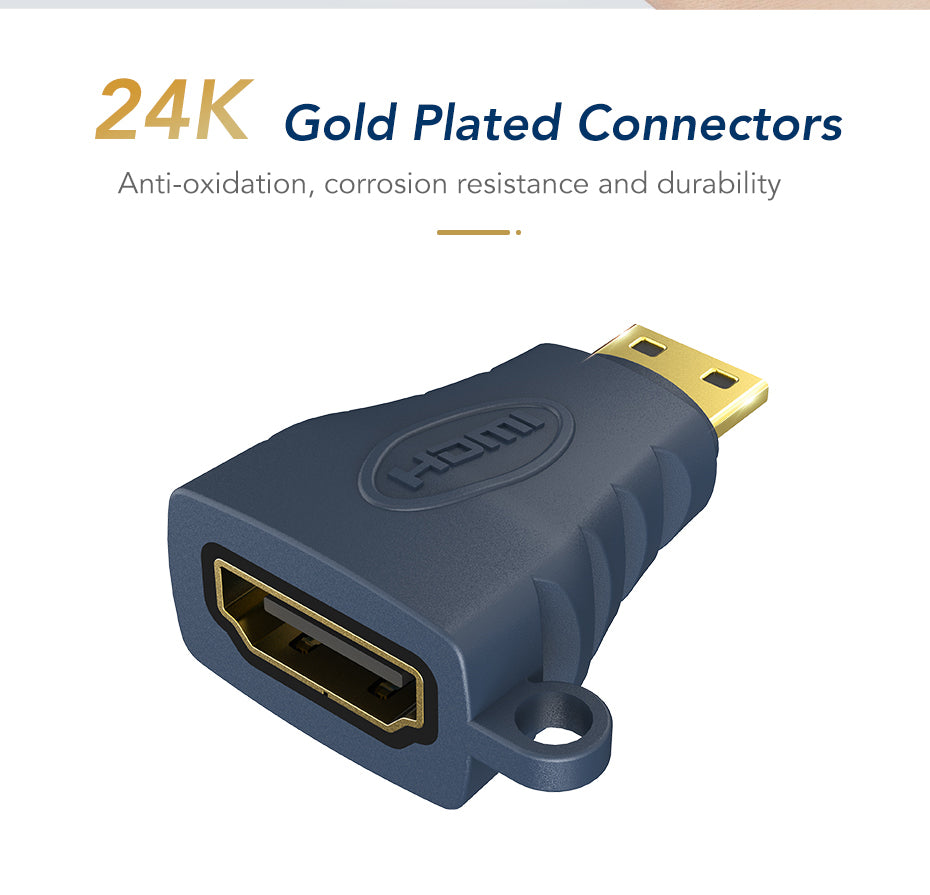 CABLETIME Mini HDMI to Standard HDMI Adapter 90 Degrees