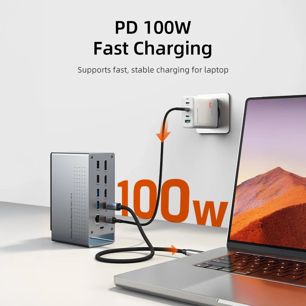 CABLETIME 16-IN-1 4K USB C Multiport Docking Station