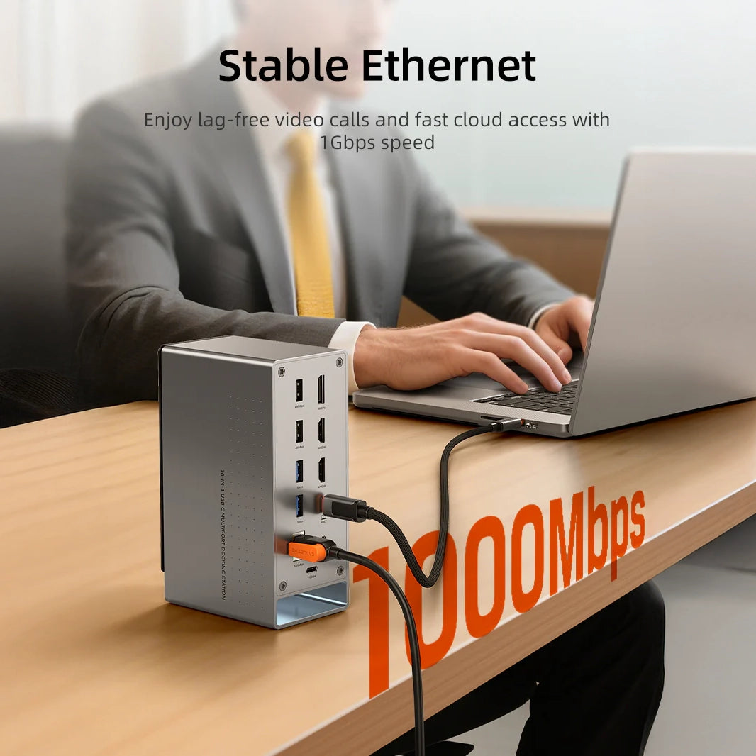 CABLETIME 16-IN-1 4K USB C Multiport Docking Station