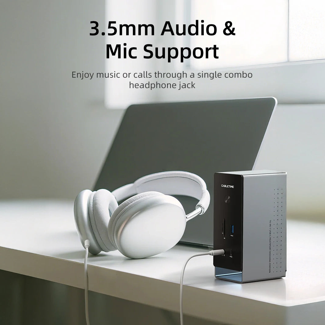 CABLETIME 16-IN-1 4K USB C Multiport Docking Station