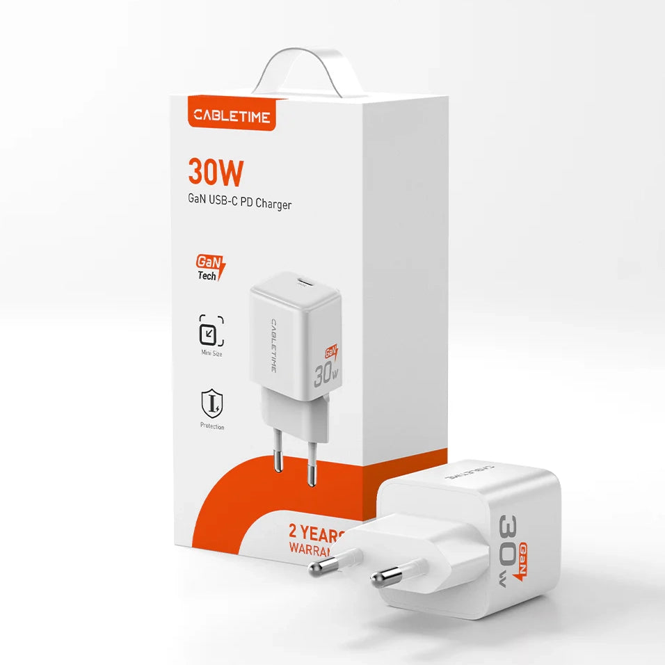 CABLETIME 30W USB-C GaN Wall Charger PD 3.0