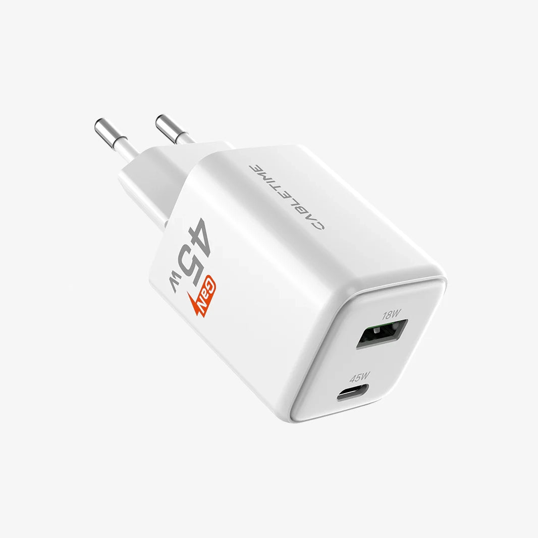CABLETIME 45W USB C Charger Dual GaN USB C and USB A Wall Charger
