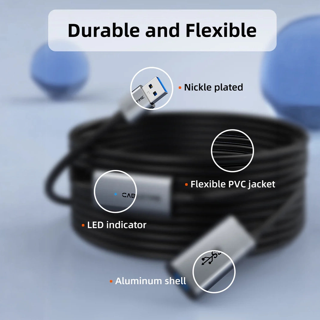 CABLETIME USB 3.0 Active Extension Cable Male to Female (10m)