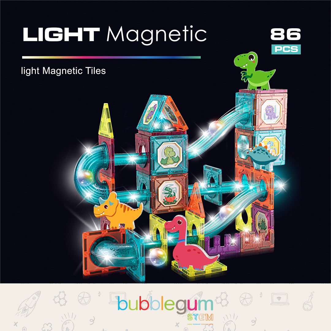 BUBBLEGUM Light Magnetic Tiles (86 pcs)