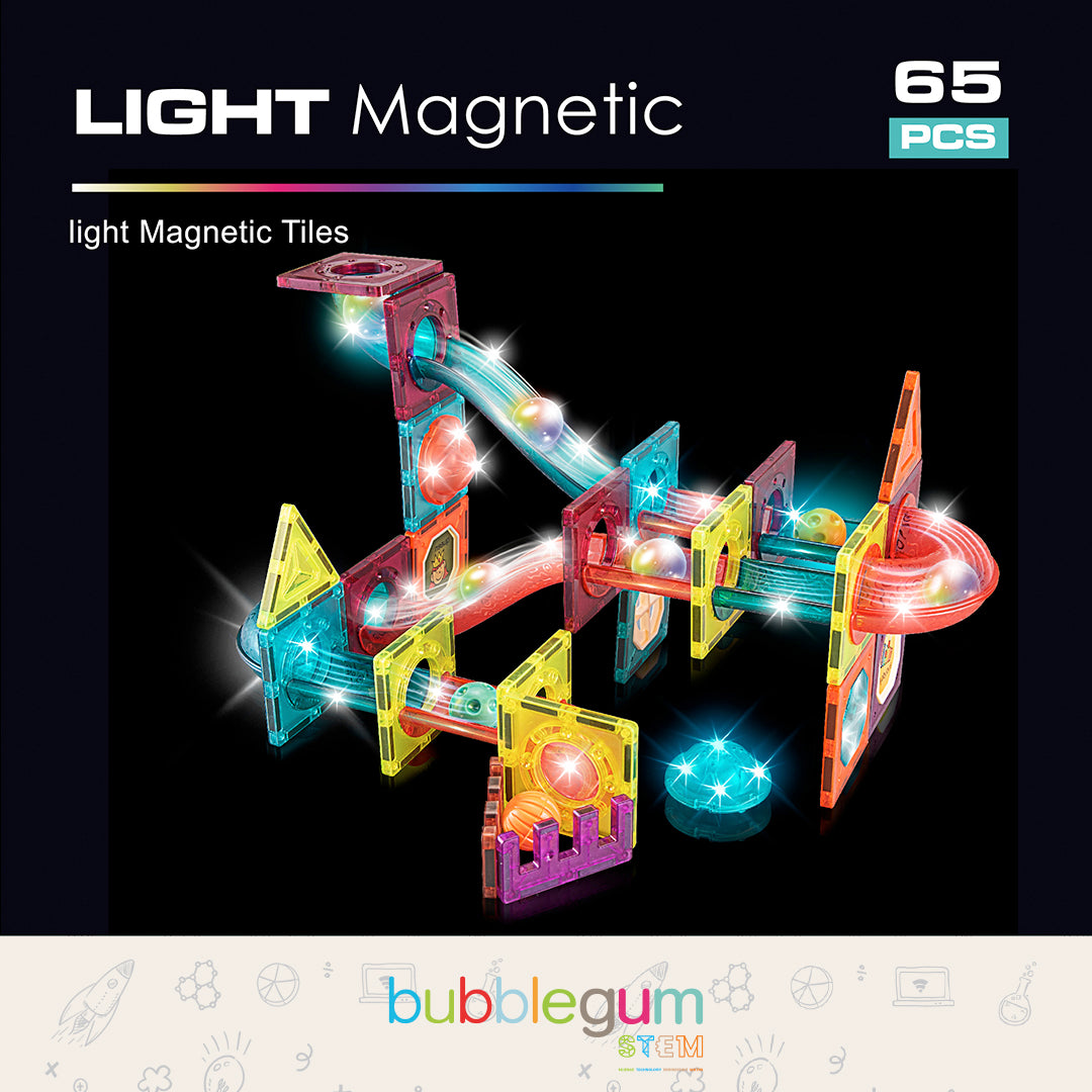 BUBBLEGUM Light Magnetic Tiles (65 pcs)