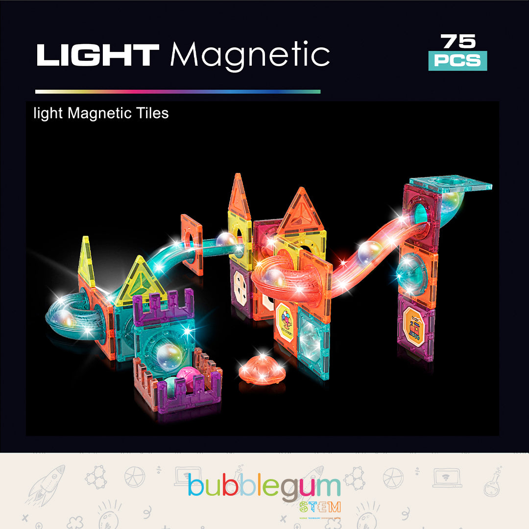 BUBBLEGUM Light Magnetic Tiles (75 pcs)