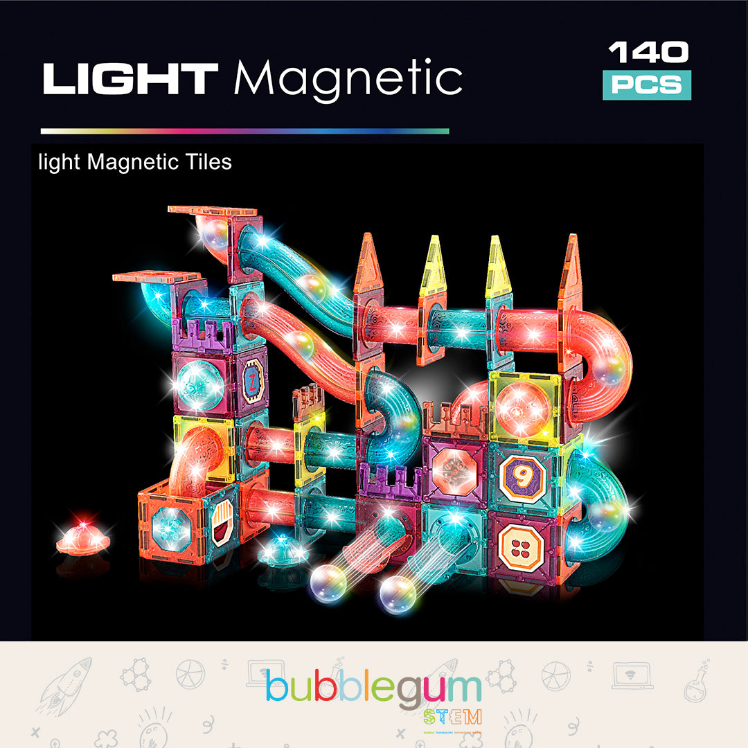 BUBBLEGUM Light Magnetic Tiles (140 pcs)