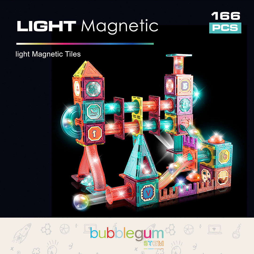 BUBBLEGUM Light Magnetic Tiles (166 pcs)