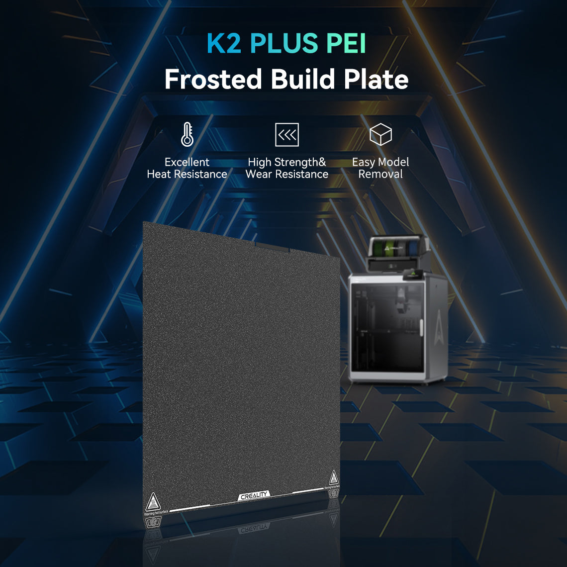 CREALITY K2 PLUS PEI Frosted Platform Board 350×350 Spring Steel