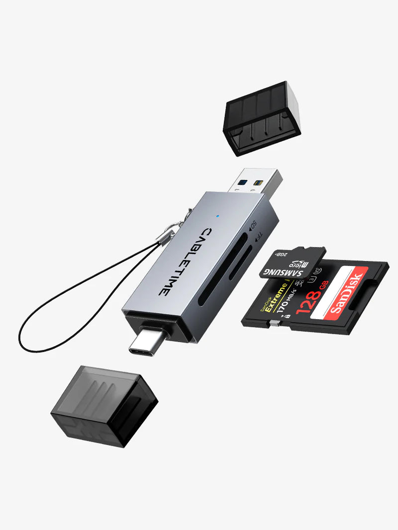 CABLETIME USB A & USB C to SD/TF Card Reader