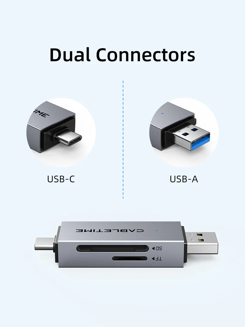 CABLETIME USB A & USB C to SD/TF Card Reader