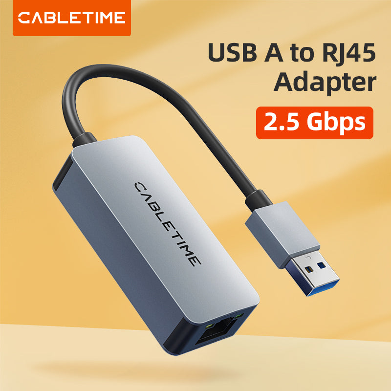 CABLETIME USB A 3.0 to RJ45 2.5Gbps Adapter