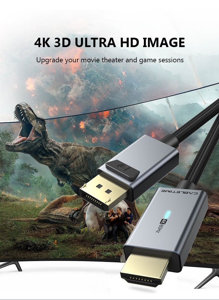 CABLETIME Aluminum DP 2.1 Cable 16K/60Hz (2m)