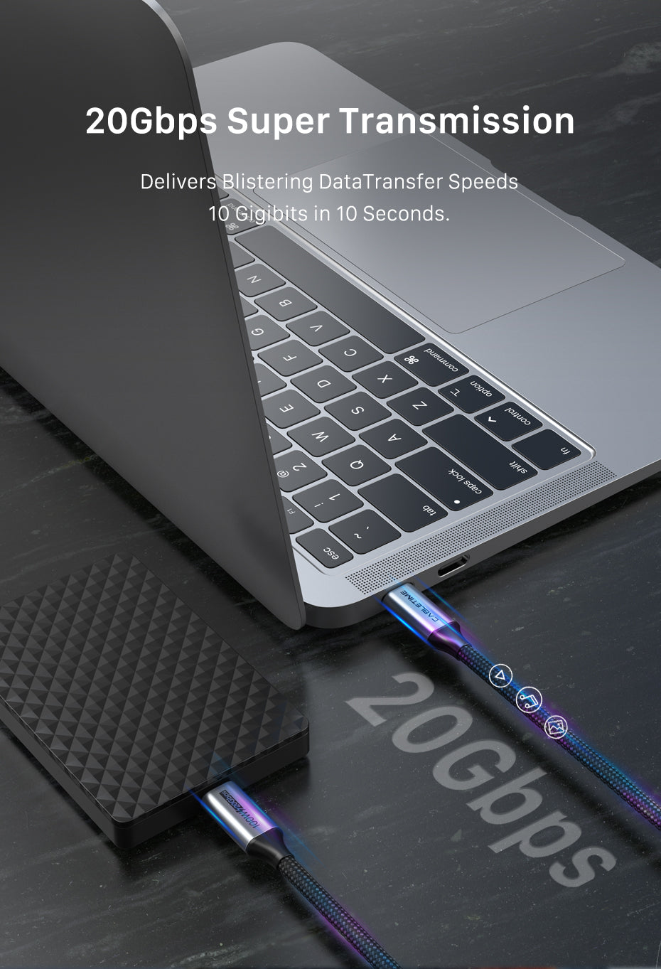 CABLETIME USB3.1 Cable Gen2 Coaxial cable, Type C Male, 1.5m