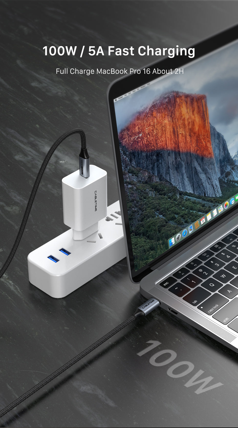 CABLETIME USB3.1 Cable Gen2 Coaxial cable, Type C Male, 1.5m