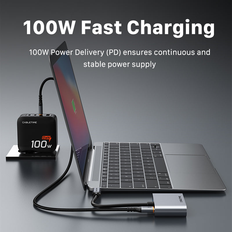 CABLETIME 4-in-1 USB type C to HDMI+VGA Adapter