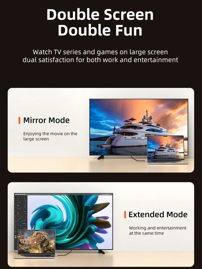 CABLETIME USB-C To Displayport Bi-Directional Cable (2m)