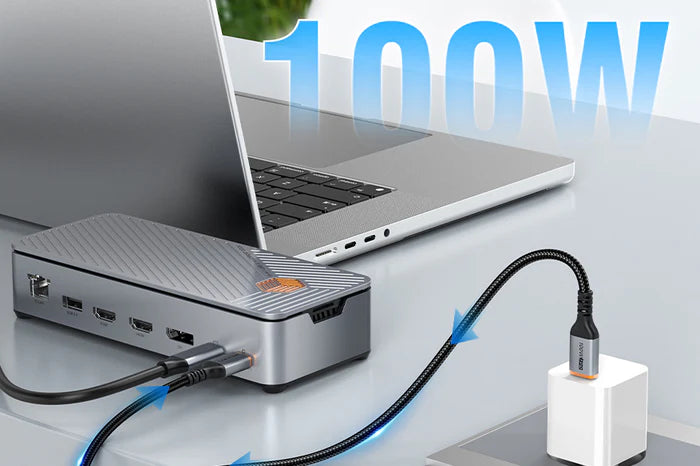 CABLETIME 15-IN-1 8K USB C Multiport Docking Station with 10Gbps NVME SSD (Drive not included)