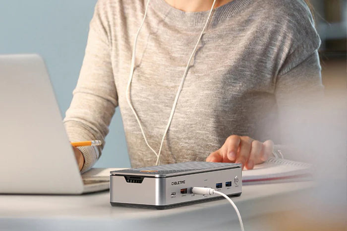 CABLETIME 15-IN-1 8K USB C Multiport Docking Station with 10Gbps NVME SSD (Drive not included)