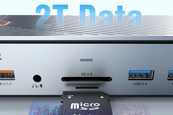 CABLETIME 15-IN-1 8K USB C Multiport Docking Station with 10Gbps NVME SSD (Drive not included)