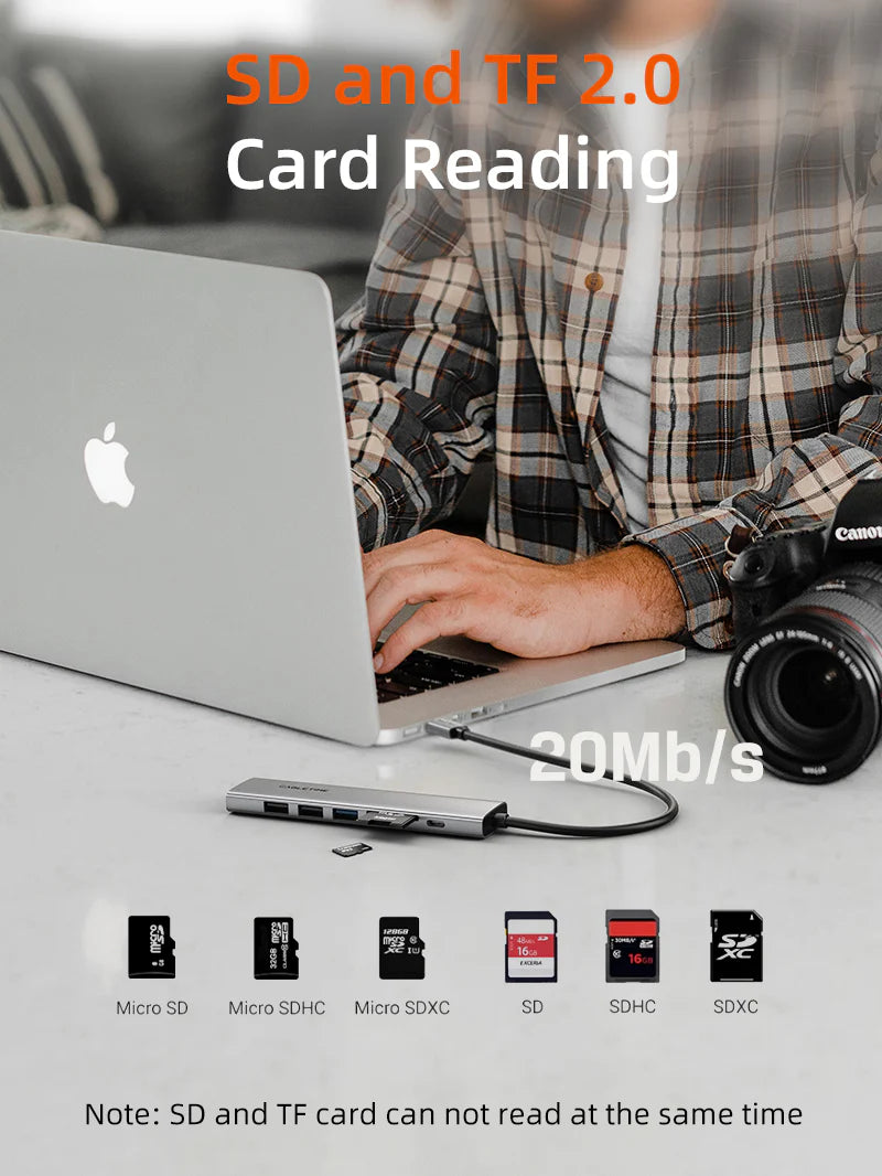 CABLETIME ECO 7-IN-1 USB C HUB 4K30Hz, 5Gbps