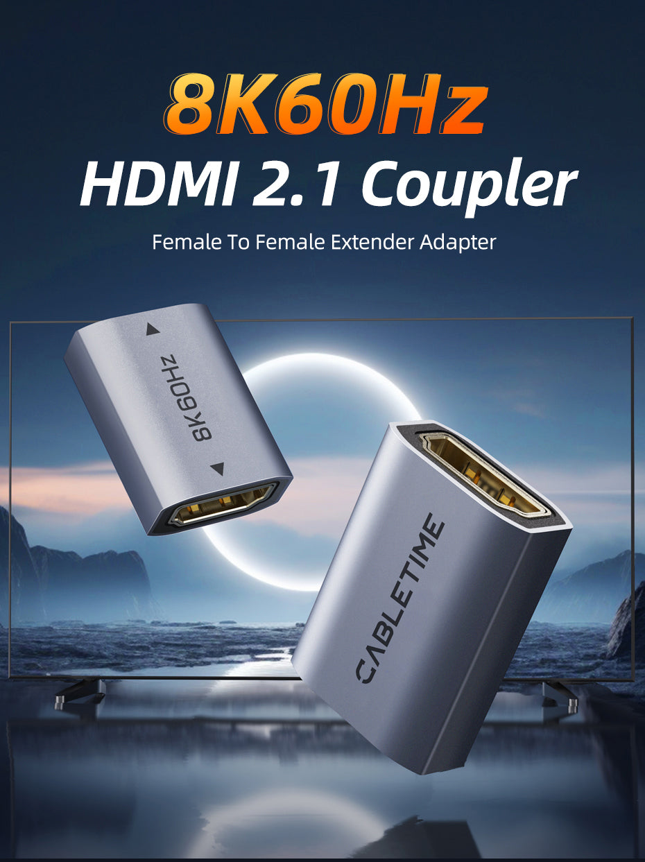 CABLETIME 8K HDMI 2.1 Coupler Female To Female Extender Adapter