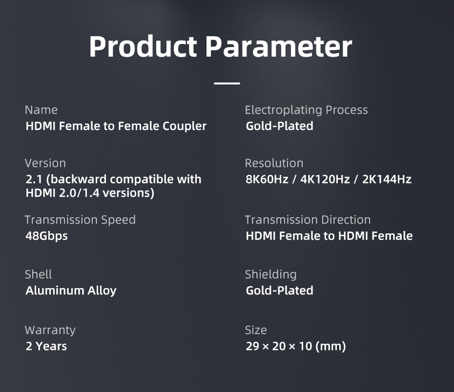 CABLETIME 8K HDMI 2.1 Coupler Female To Female Extender Adapter