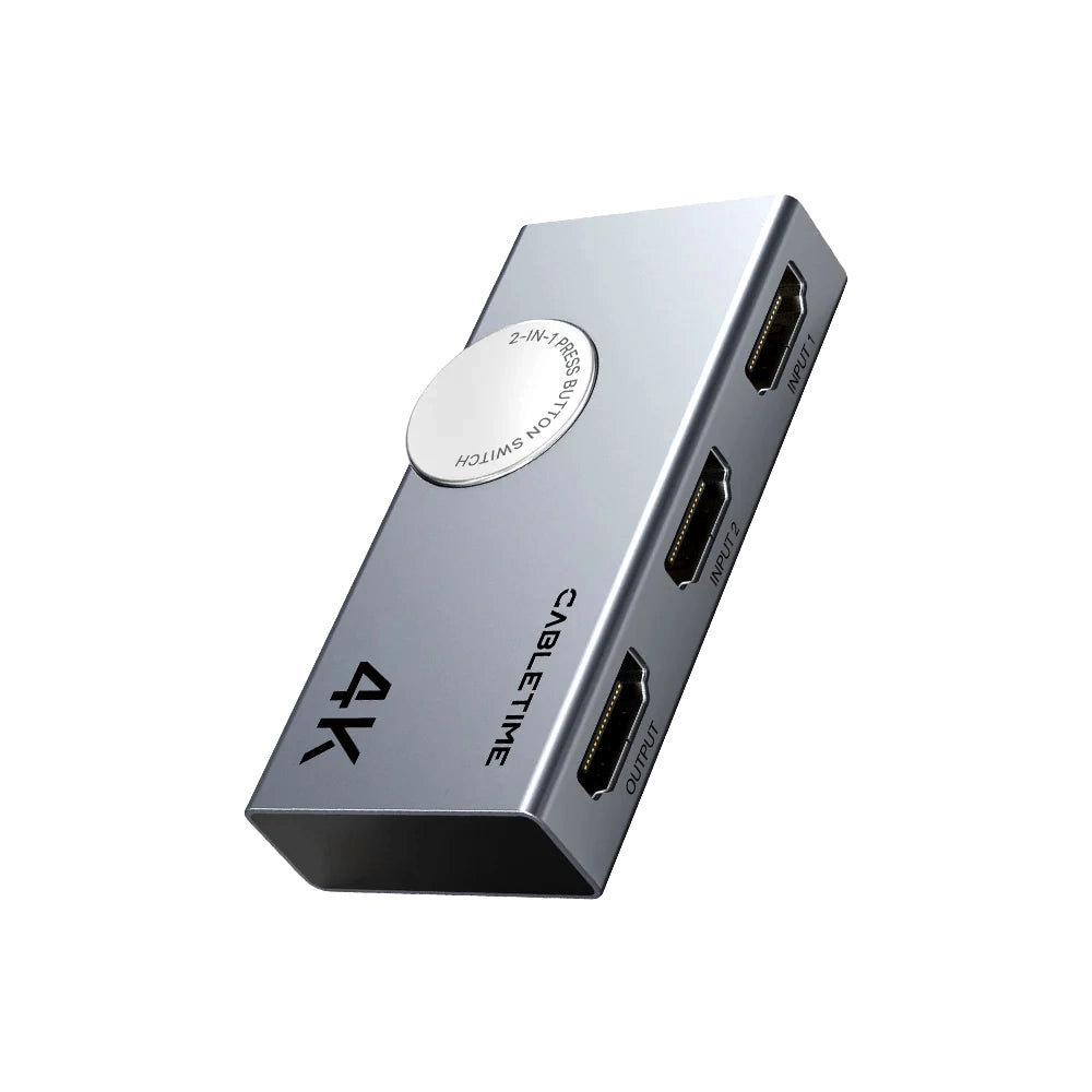 CABLETIME 4K 60Hz HDMI 2.0 Switch 2 In 1 Out Bi-Direction