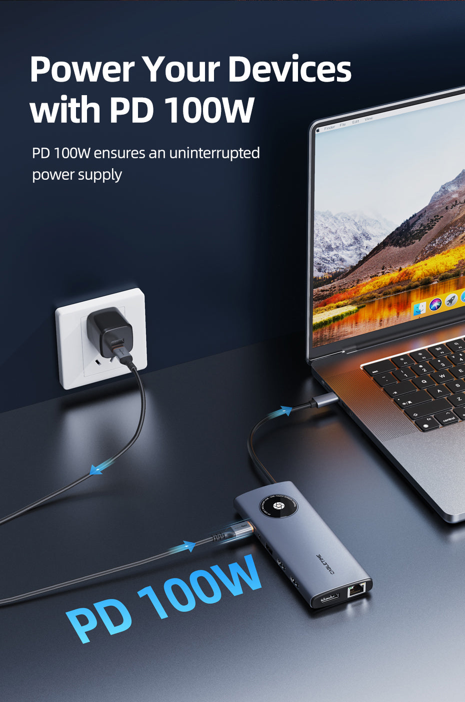 CABLETIME 12-in-1 USB C Hub with 2 HDMI 1 Display Port for Laptop