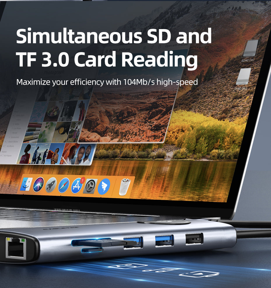 CABLETIME 12-in-1 USB C Hub with 2 HDMI 1 Display Port for Laptop