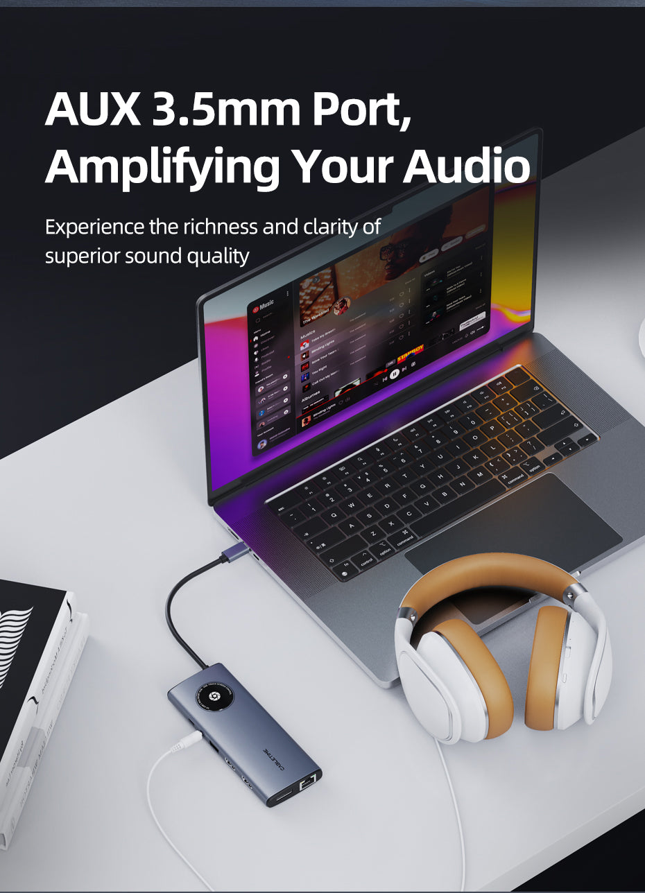 CABLETIME 12-in-1 USB C Hub with 2 HDMI 1 Display Port for Laptop