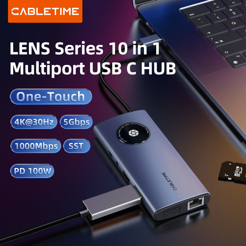 CABLETIME 10-IN-1 USB C HUB SST LENS SERIES
