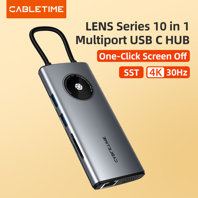 CABLETIME 10-IN-1 USB C Hub SST Lens Series