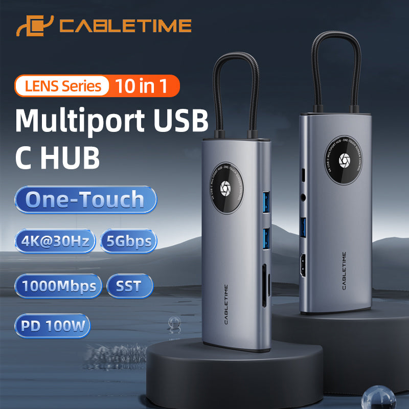 CABLETIME 10-IN-1 USB C Hub SST Lens Series