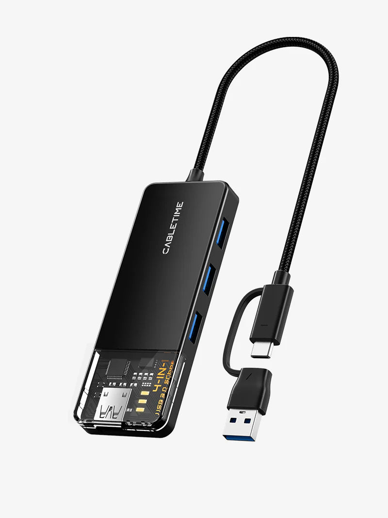 CABLETIME USB type C to 4 port USB 3.0 Hub 5Gbps
