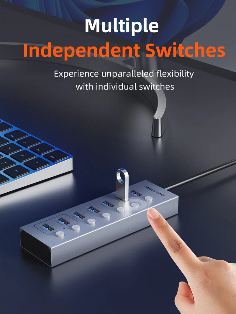 CABLETIME 7 in 1 USB-A Hub