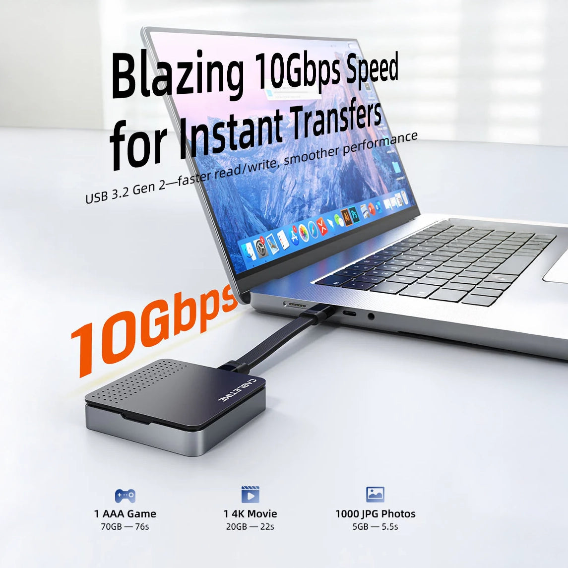 CABLETIME 10Gbps USB C to NVMe M.2 SSD Enclosure