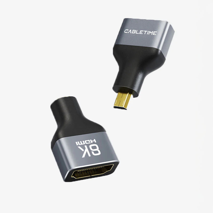 CABLETIME 8K Micro HDMI Male to HDMI Female Adapter
