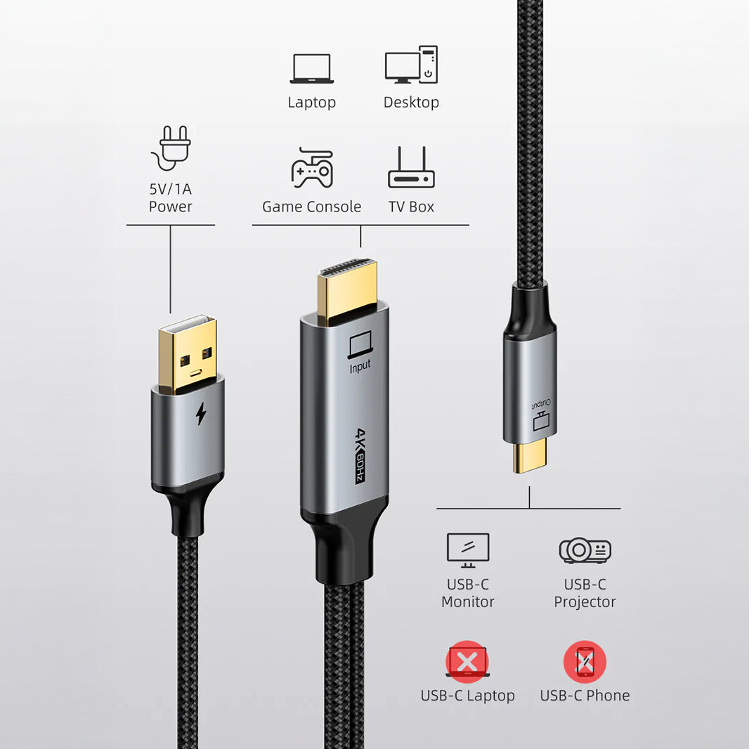 CABLETIME 4K60Hz HDMI to USB-C Cable Input (2m)