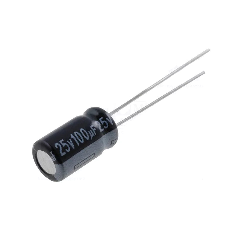 TME Capacitor Electrolytic THT 100uF 25VDC Ø6.3x11mm Pitch:2.5mm (Pack of 10)