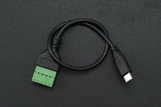 DFROBOT 5-Pin Type-C Male to Solderless Terminal Power Cable (30cm, 5V 2A Output)