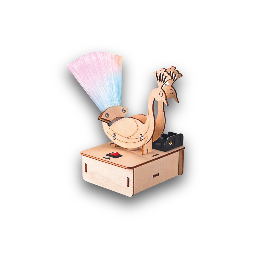 BUBBLEGUM Wood STEM Peacock Night Light