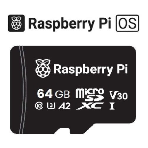 Raspberry Pi A2-Class 64GB SD Cards- Preloaded with Raspberry Pi OS 64bit
