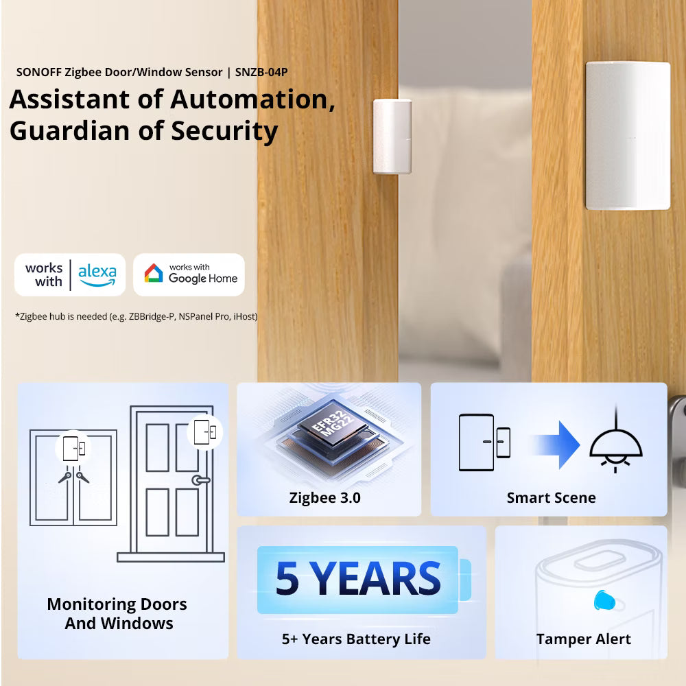 SONOFF SNZB-04P Zigbee Door/Window Sensor (with battery, pack of 2)