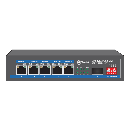 ULTRALAN 5 Port Gigabit PoE Switch (Solar & Battery Powered)