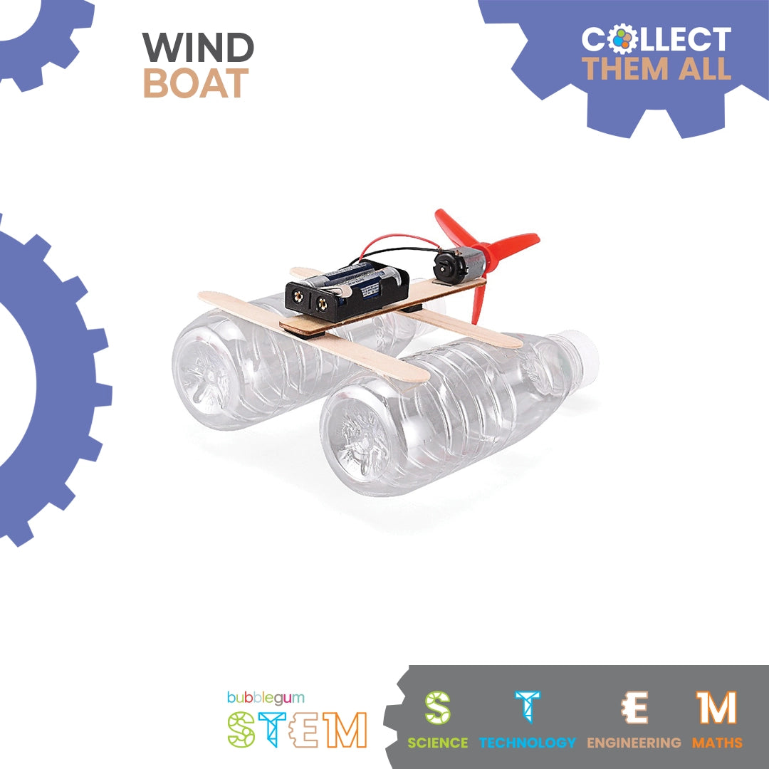 BUBBLEGUM Wood STEM Wind Boat