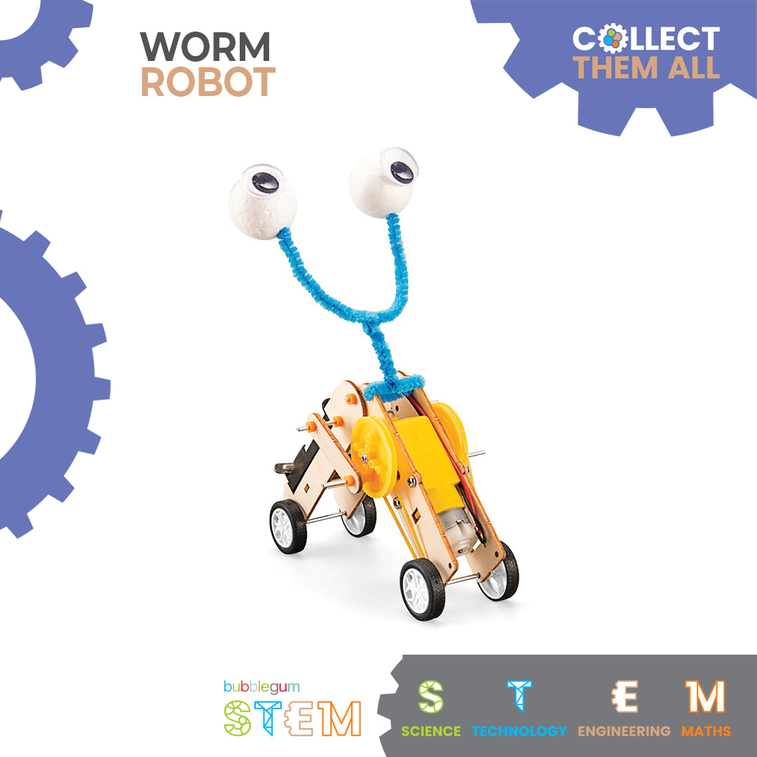 BUBBLEGUM Wood STEM Worm Robot
