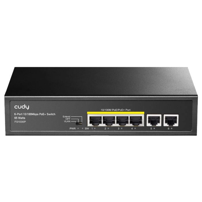 CUDY 6 Port Fast Ethernet 4 PoE 60W Switch | FS1006P